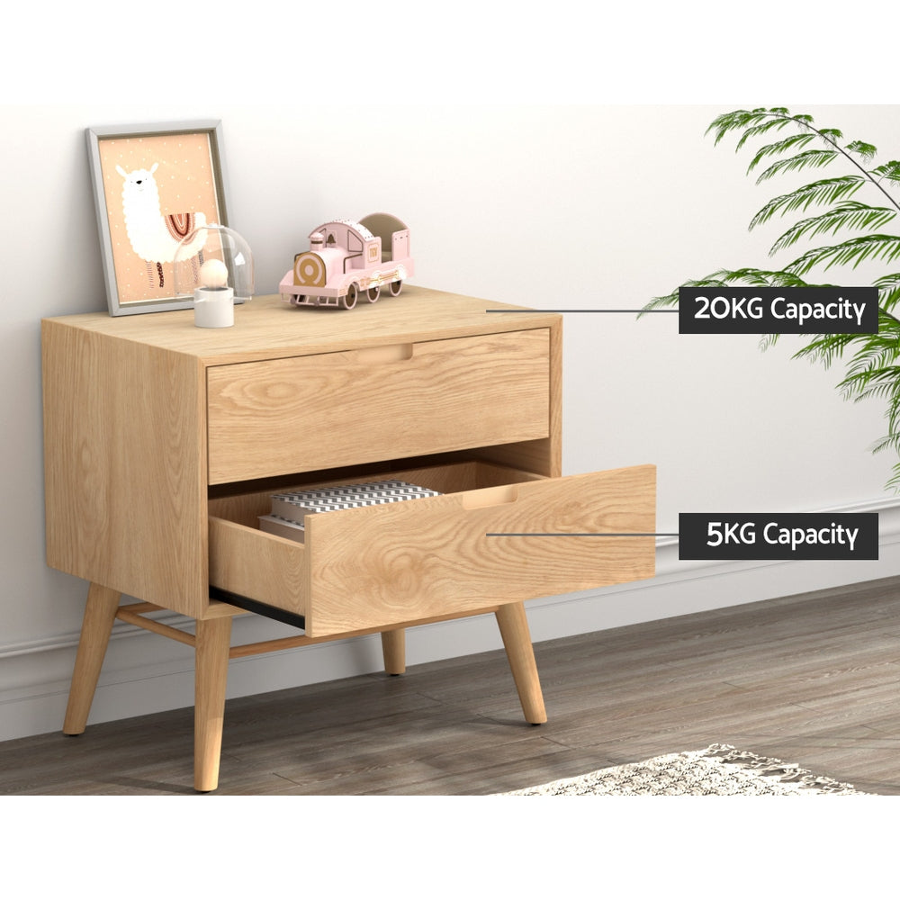 Bedside Tables: Artiss Bedside Table Drawers Side End Table Storage Cabinet Nightstand Oak GINO