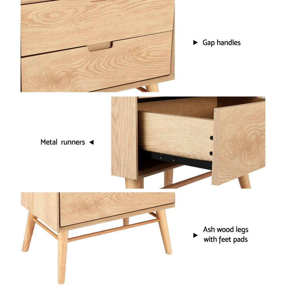 Bedside Tables: Artiss Bedside Table Drawers Side End Table Storage Cabinet Nightstand Oak GINO