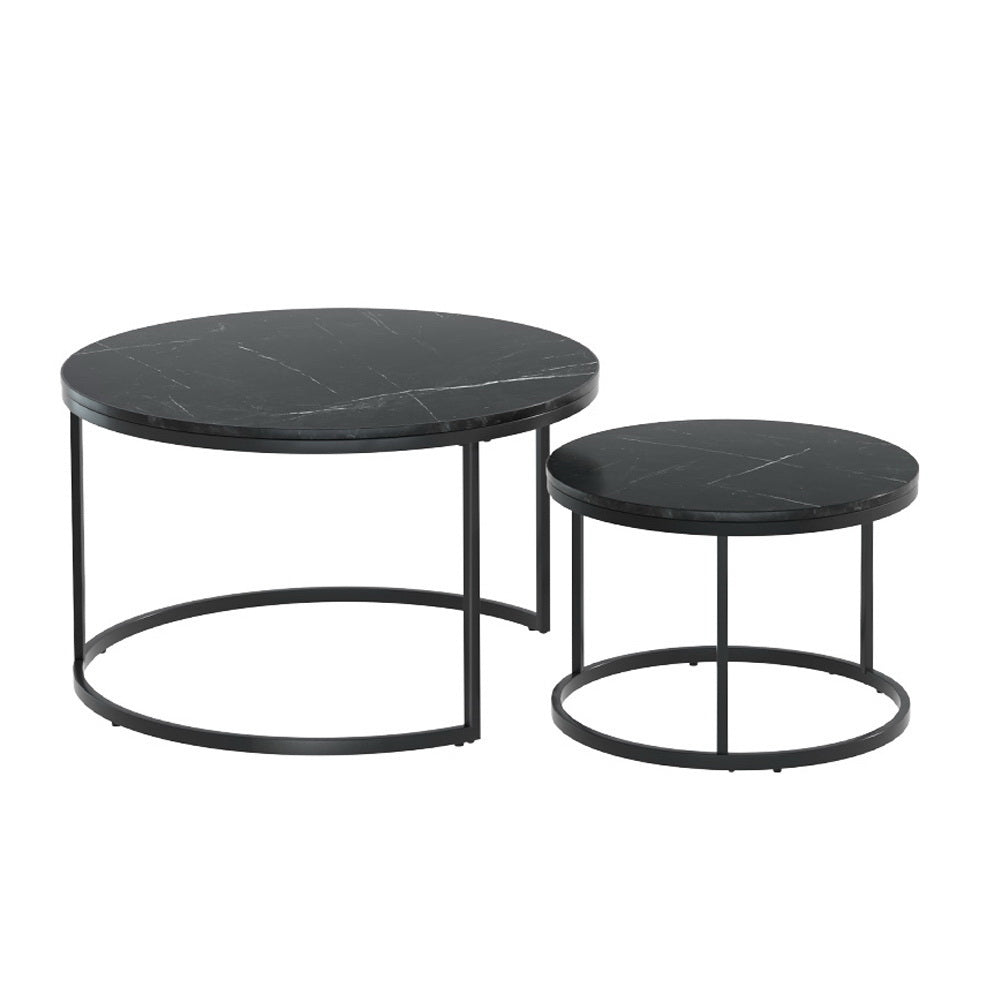 Coffee Tables: Artiss Nesting Coffee Table Set of 2 Marble Effect Tika