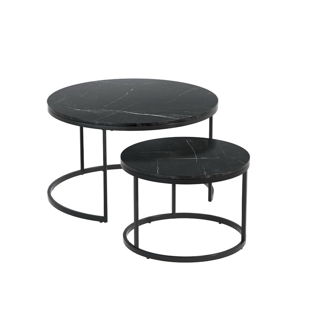 Coffee Tables: Artiss Nesting Coffee Table Set of 2 Marble Effect Tika