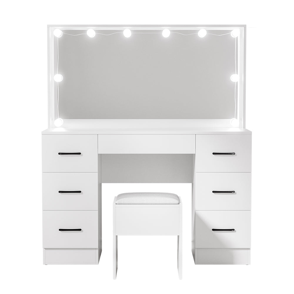 Dressing Vanity & Dressing Tables: Artiss Dressing Table Set Stool 10 Led Bulbs White Debbie