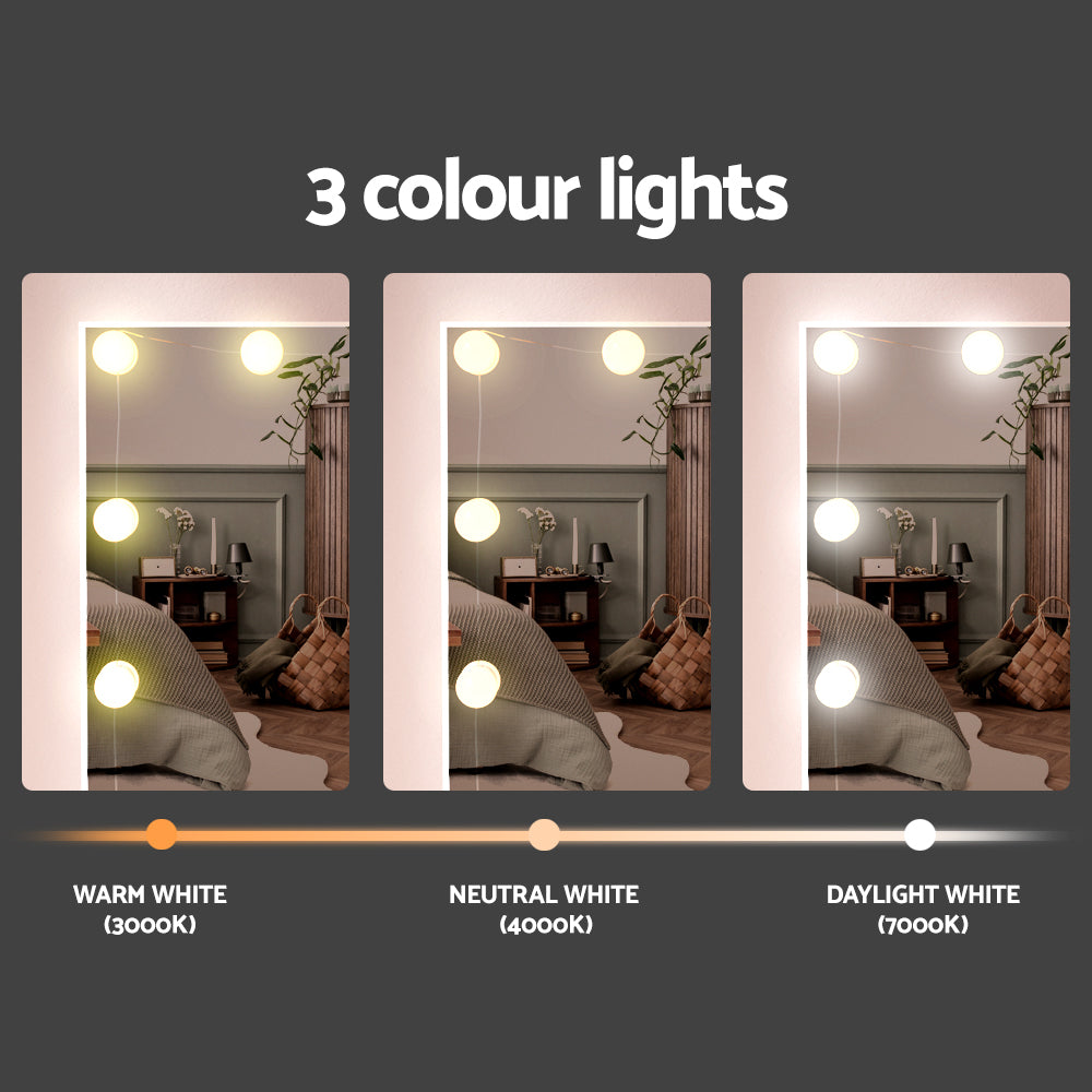 Dressing Vanity & Dressing Tables: Artiss Dressing Table Set Stool 10 Led Bulbs White Debbie
