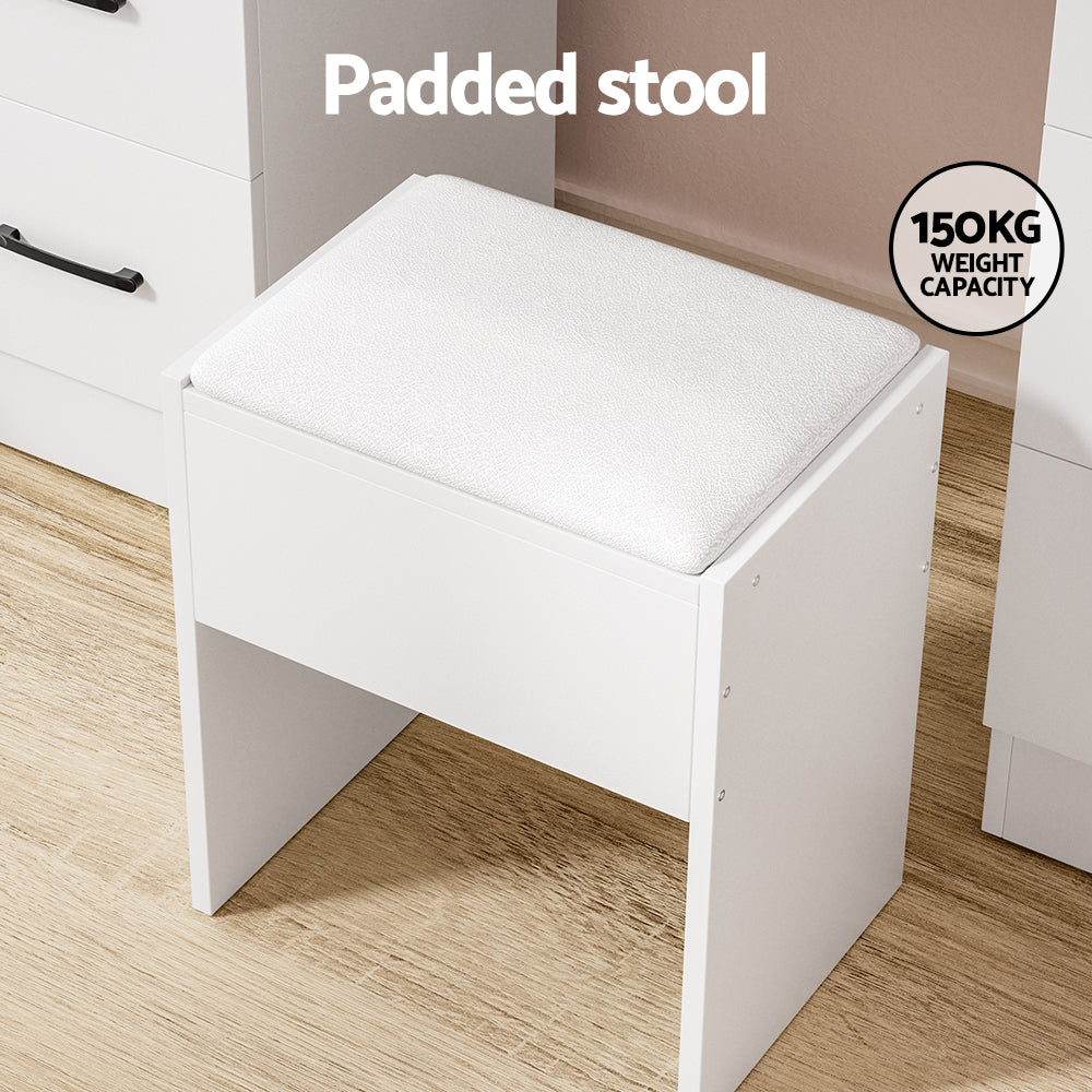 Dressing Vanity & Dressing Tables: Artiss Dressing Table Set Stool 10 Led Bulbs White Debbie
