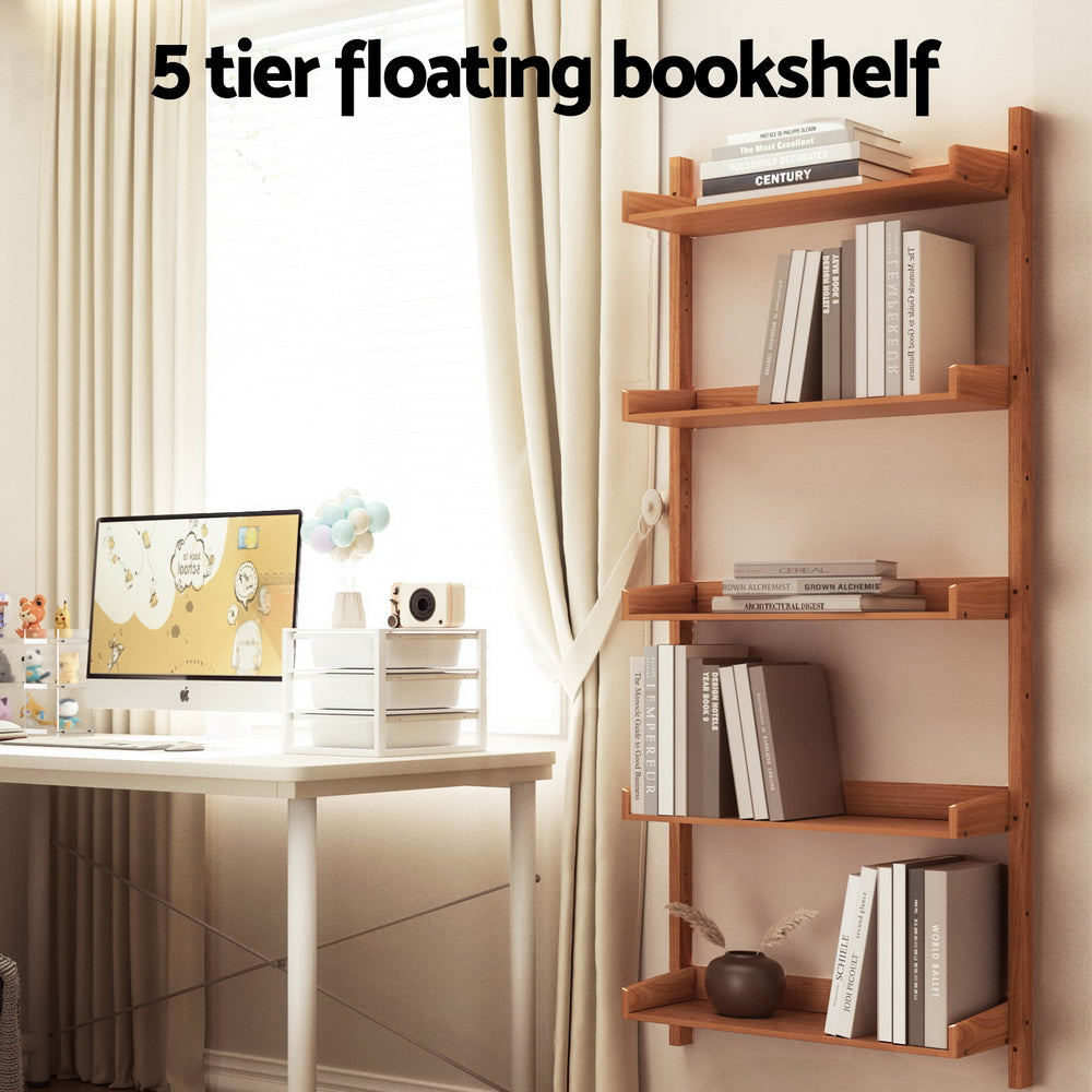 Bookcases & Shelves: Artiss Bookshelf Floating Shelf  CAPIZ Oak