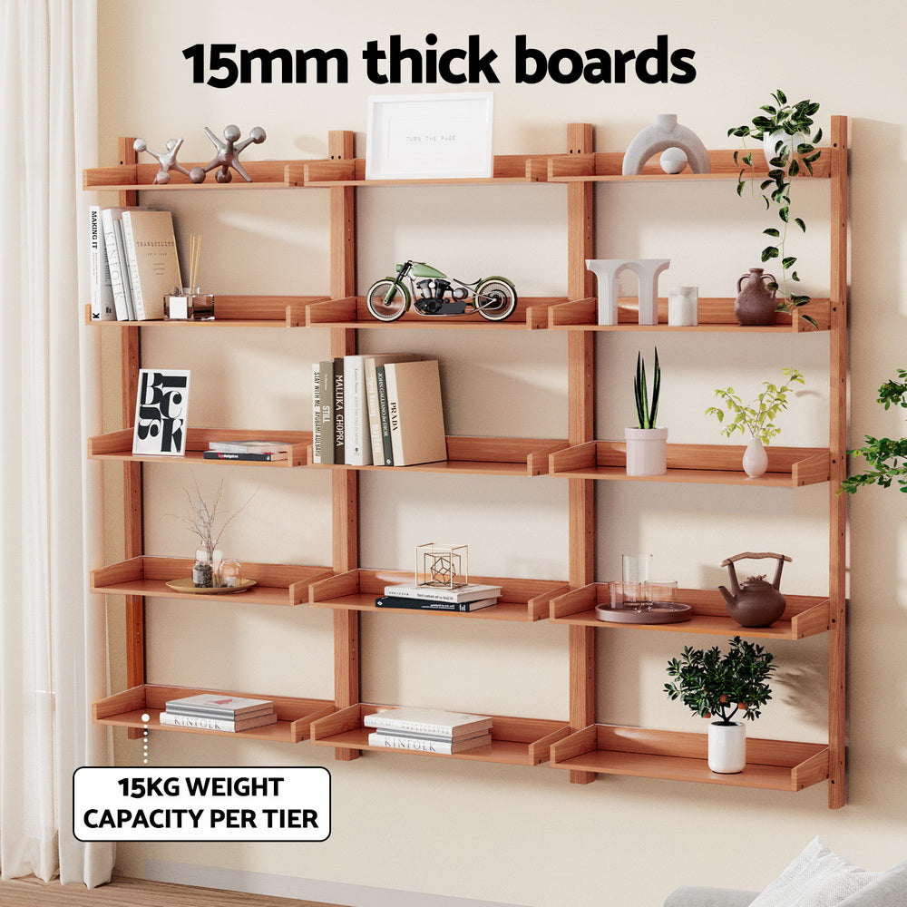 Bookcases & Shelves: Artiss Bookshelf Floating Shelf  CAPIZ Oak