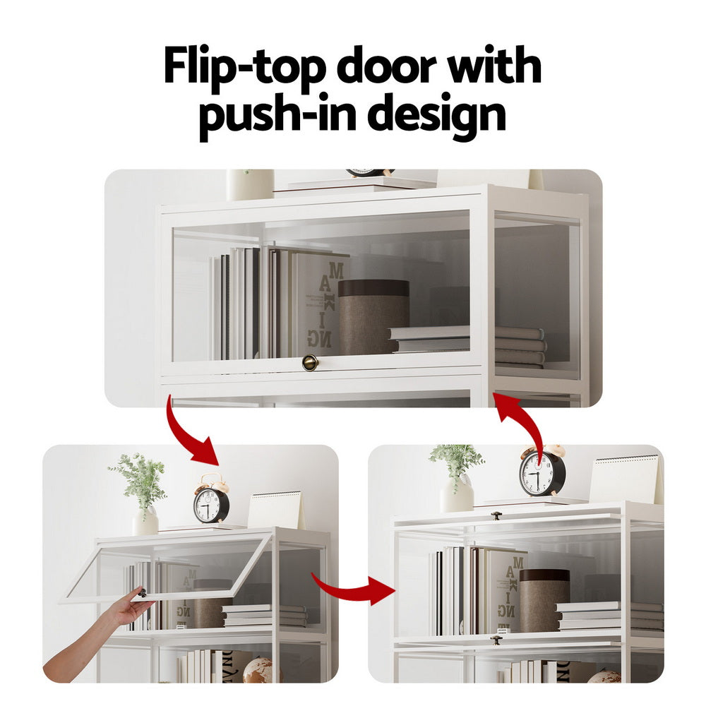 Bookcases & Shelves: Artiss 5-Tier Display Cabinet Storage Bookshelf Clear Shelf White