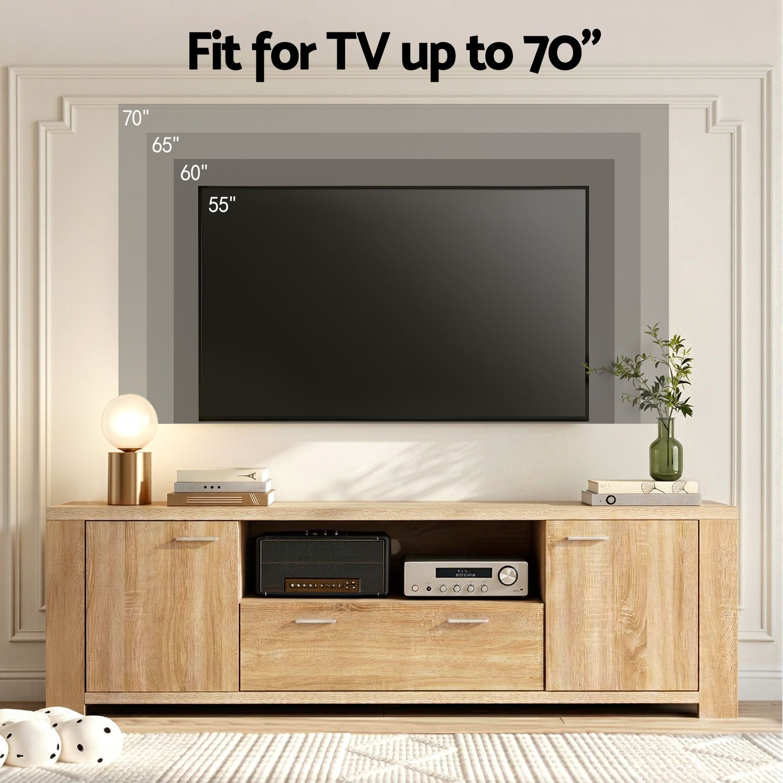 Artiss TV Unit & Coffee Table Set Storage Drawer Pine