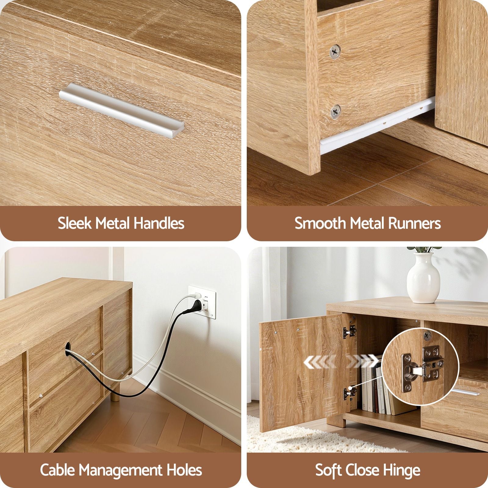 Artiss TV Unit & Coffee Table Set Storage Drawer Pine