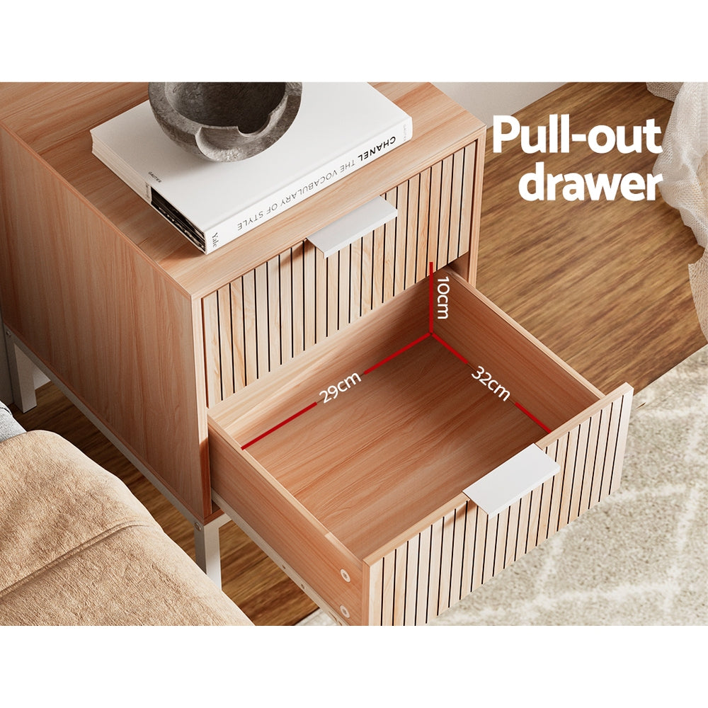 Bedside Tables: Artiss Bedside Table Drawers Side End Table Storage Cabinet Nightstand Pine LURA