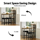 Artiss Industrial Bar Table with Wine Rack Cup Holder Multi-Level Storage 122cm Walnut