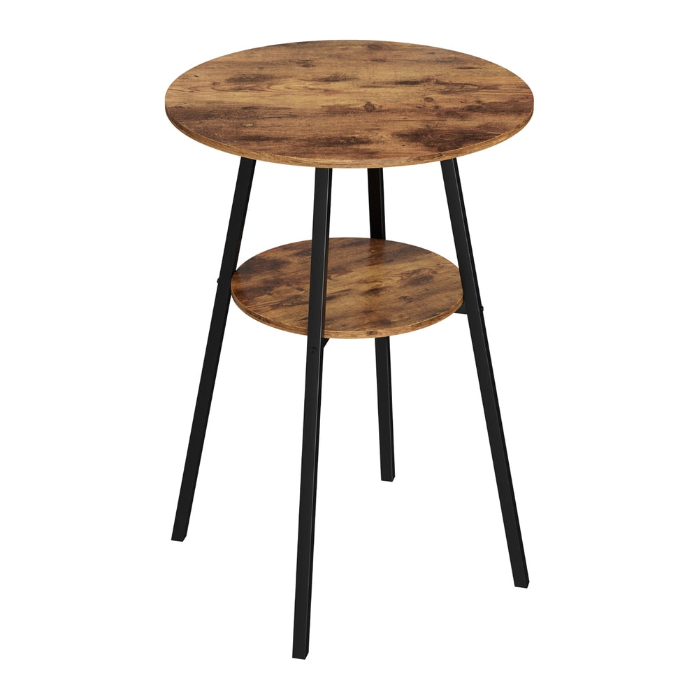 Table & Bar Stools: Artiss Industrial Bar Table with 2-Tier Organizer Weather-Resistant MDF Top Steel Frame