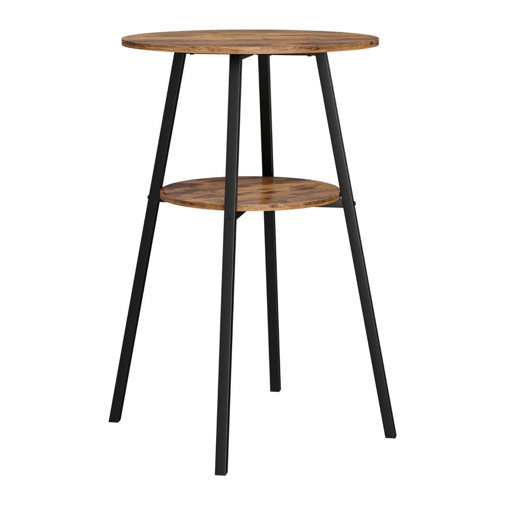 Table & Bar Stools: Artiss Industrial Bar Table with 2-Tier Organizer Weather-Resistant MDF Top Steel Frame