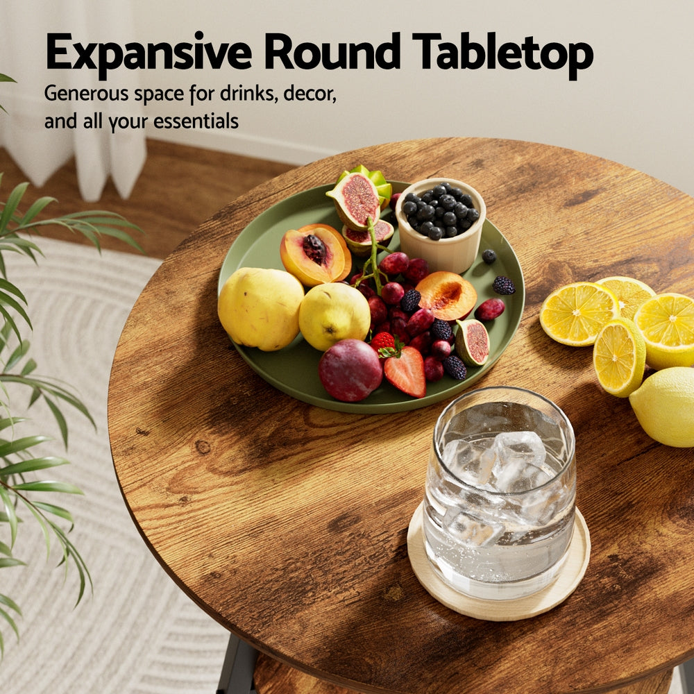 Table & Bar Stools: Artiss Industrial Bar Table with 2-Tier Organizer Weather-Resistant MDF Top Steel Frame