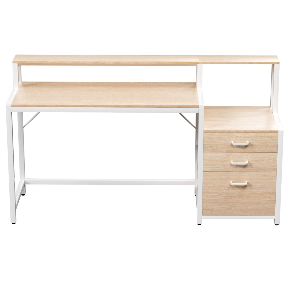 Desks: Artiss Computer Desk Home Office Study Table Desks w/Drawers Open Shelf Oak 160CM