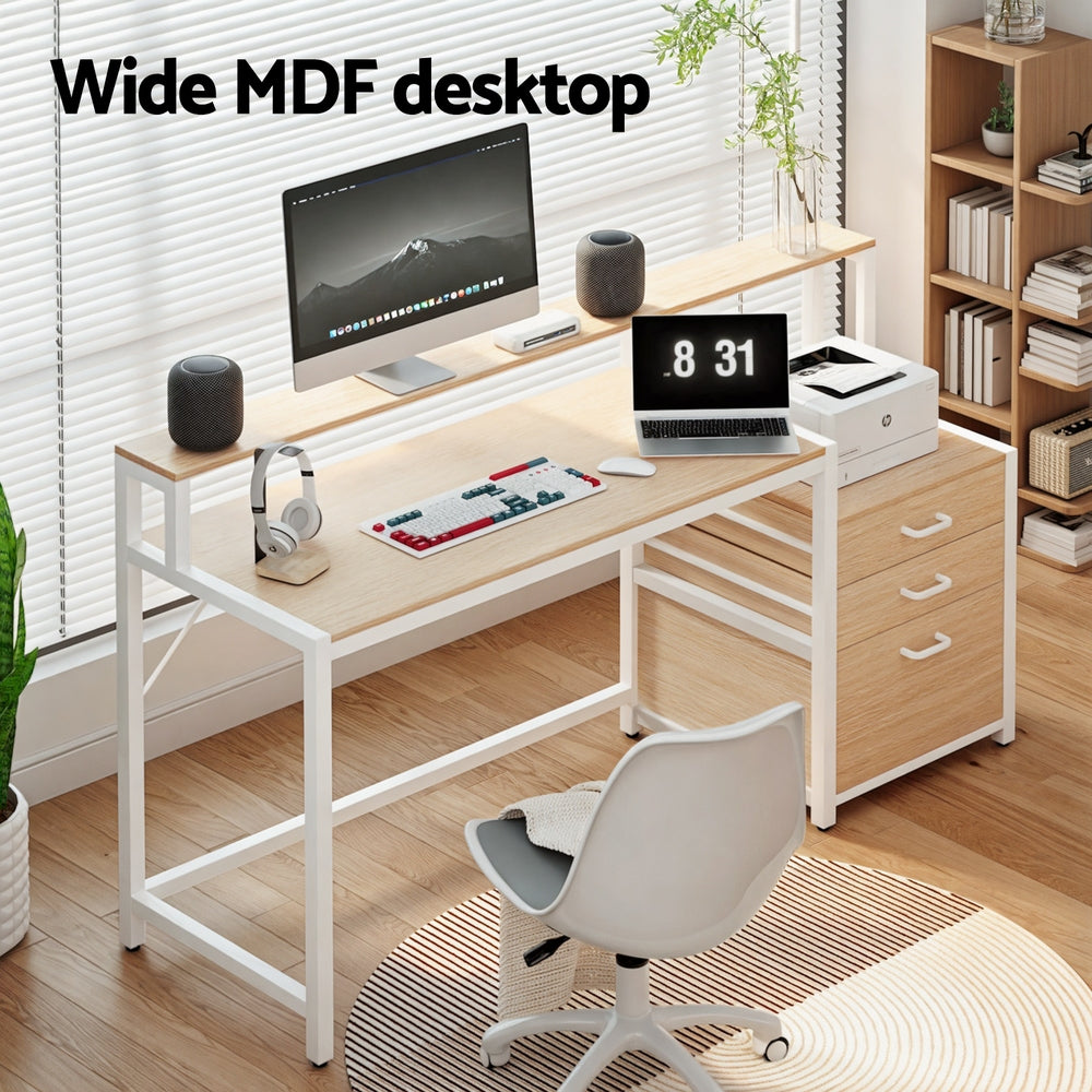 Desks: Artiss Computer Desk Home Office Study Table Desks w/Drawers Open Shelf Oak 160CM