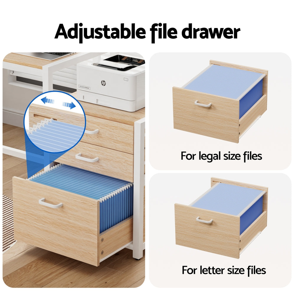 Desks: Artiss Computer Desk Home Office Study Table Desks w/Drawers Open Shelf Oak 160CM