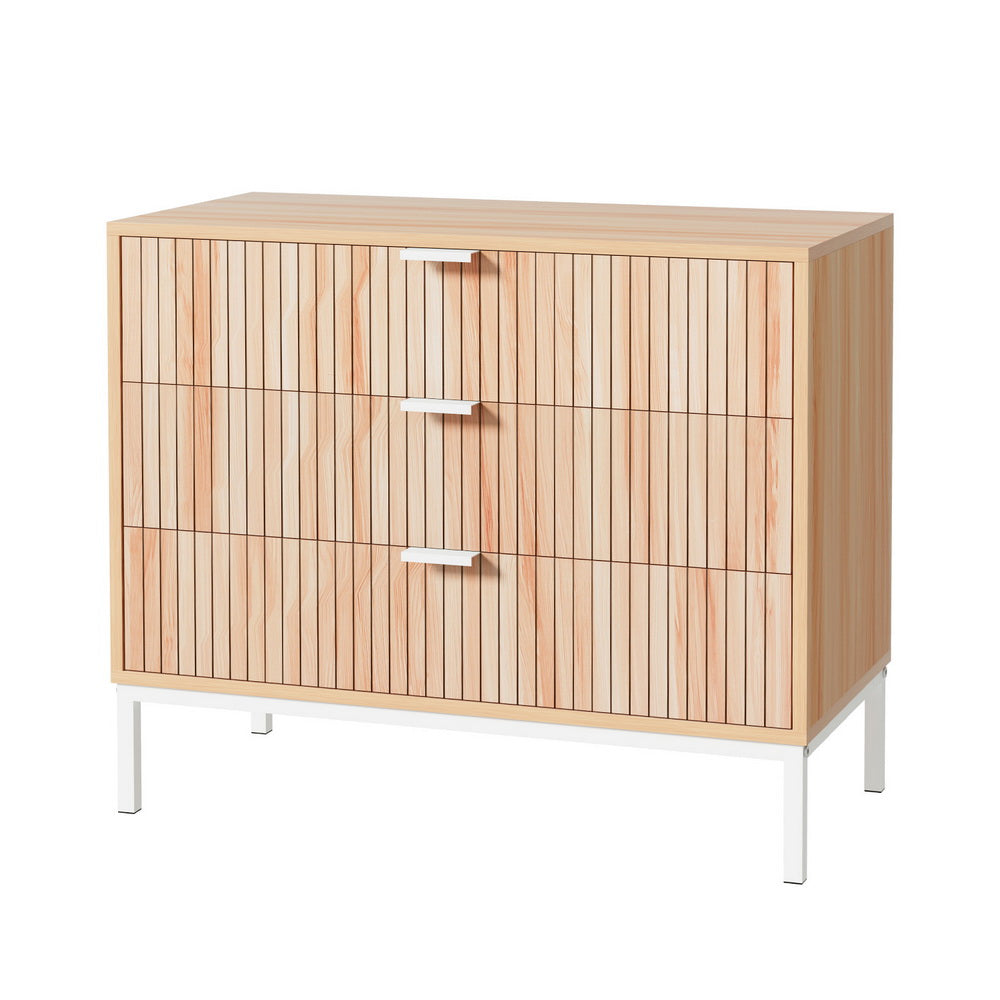 Dressers: Artiss 3 Chest of Drawers  - LURA Pine