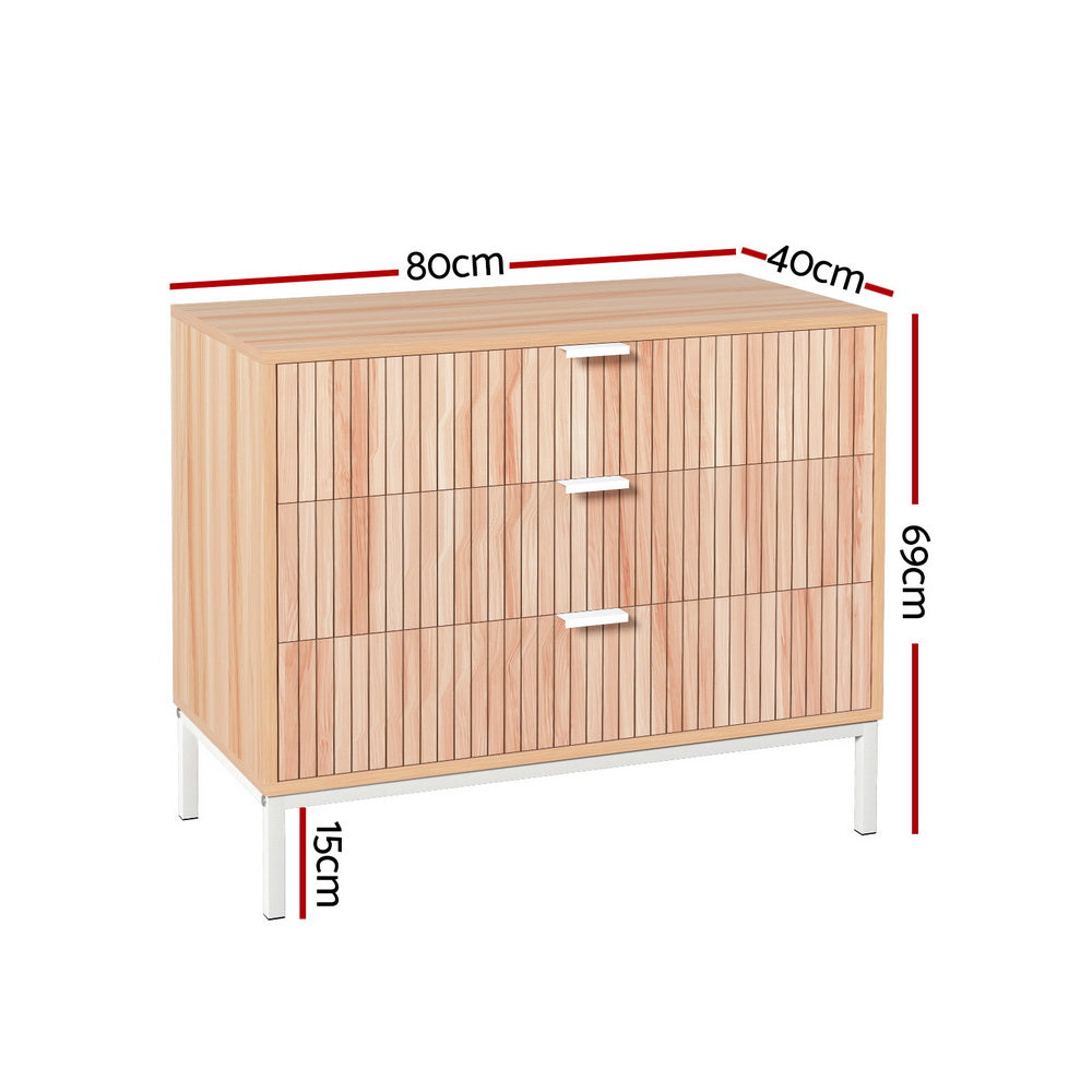 Dressers: Artiss 3 Chest of Drawers  - LURA Pine