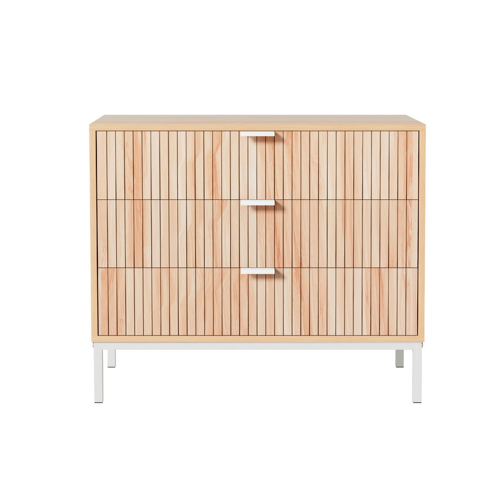 Dressers: Artiss 3 Chest of Drawers  - LURA Pine