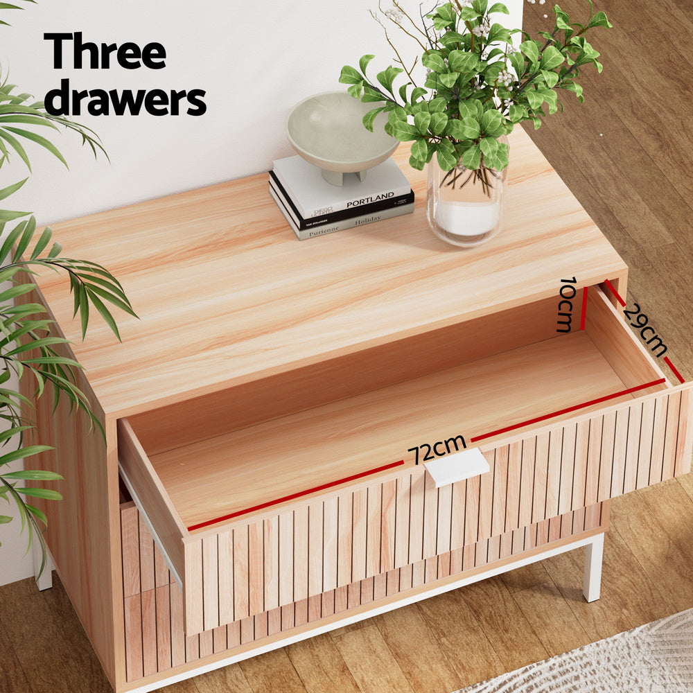 Dressers: Artiss 3 Chest of Drawers  - LURA Pine
