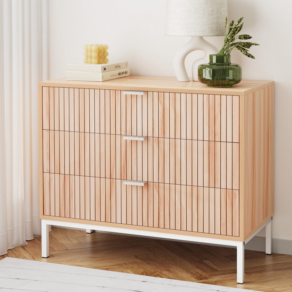 Dressers: Artiss 3 Chest of Drawers  - LURA Pine