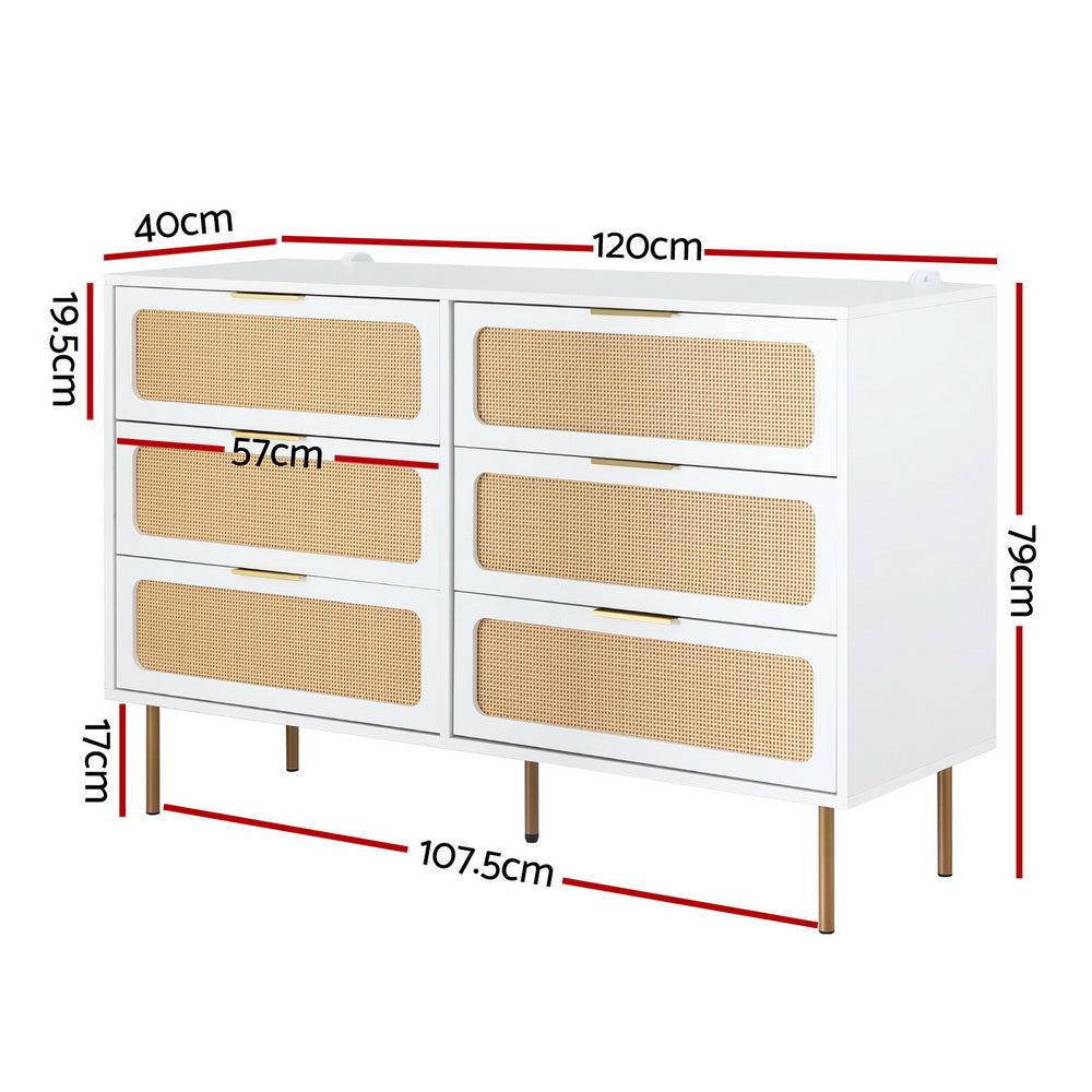 Storage Cabinets: Artiss Chest of 6 Drawers Lowboy Cabinet White