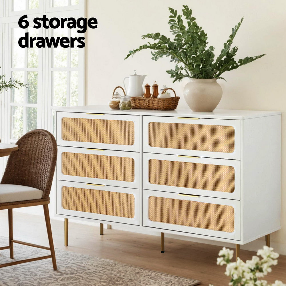 Storage Cabinets: Artiss Chest of 6 Drawers Lowboy Cabinet White