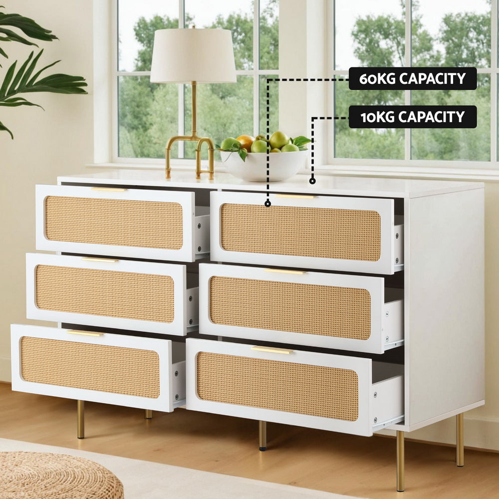 Storage Cabinets: Artiss Chest of 6 Drawers Lowboy Cabinet White