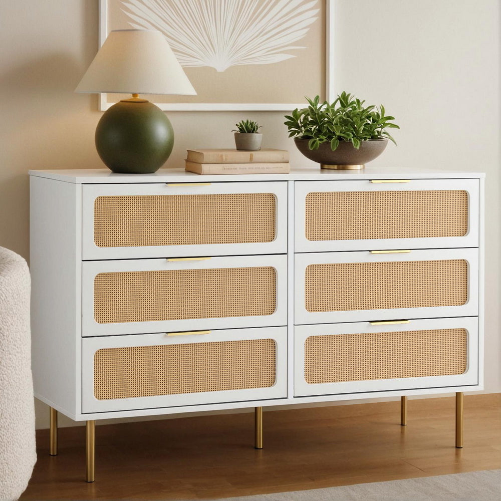 Storage Cabinets: Artiss Chest of 6 Drawers Lowboy Cabinet White