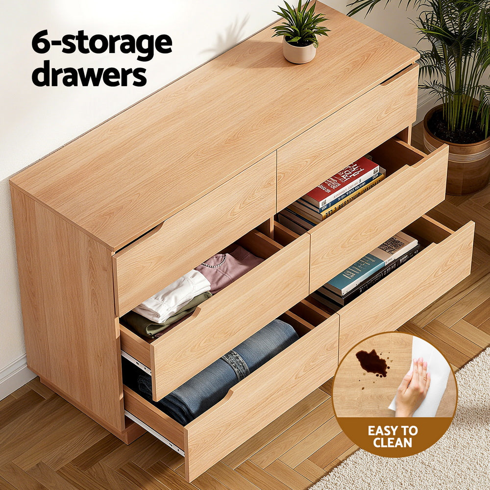 Dressers: Artiss 6 Chest of Drawers Dresser Table Pine