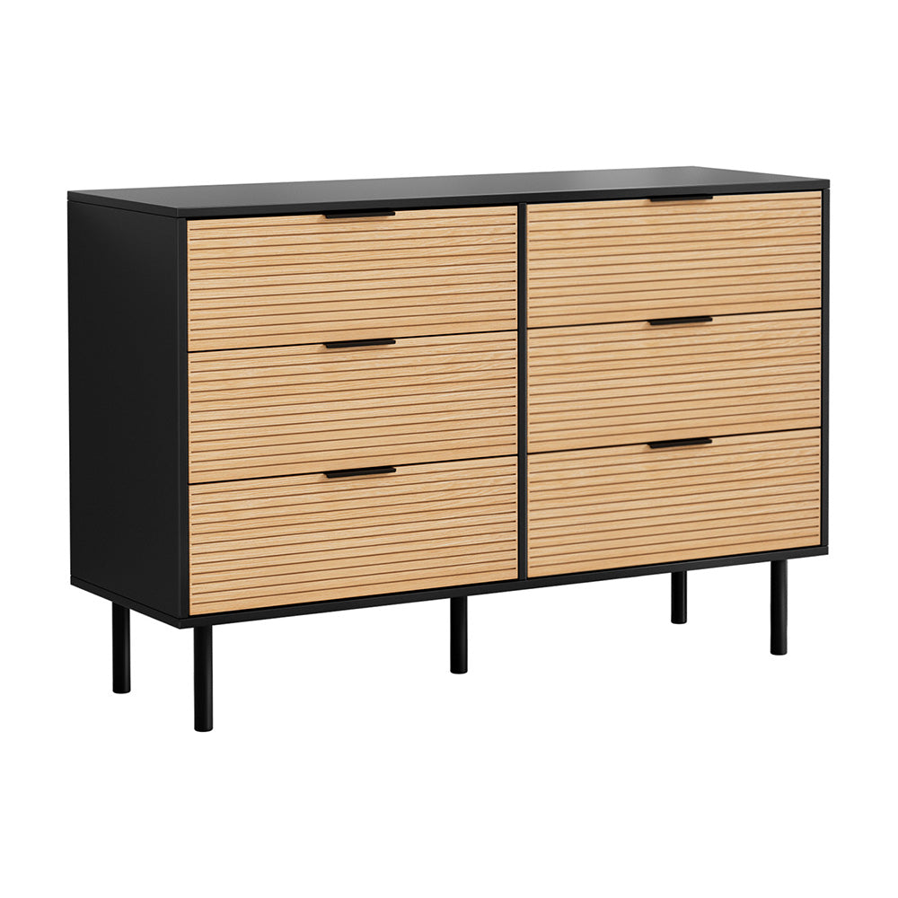 Dressers: Artiss 6 Chest of Drawers Dresser Table Black&Pine
