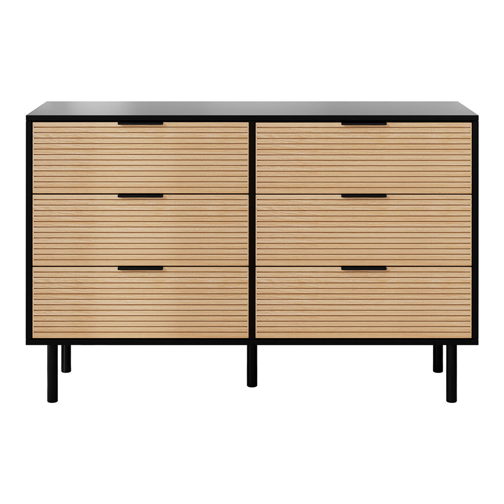 Dressers: Artiss 6 Chest of Drawers Dresser Table Black&Pine