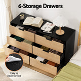 Dressers: Artiss 6 Chest of Drawers Dresser Table Black&Pine