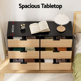 Dressers: Artiss 6 Chest of Drawers Dresser Table Black&Pine