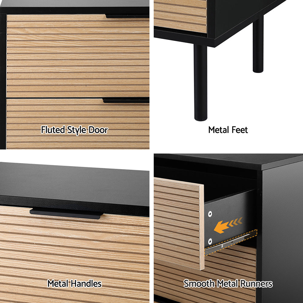 Dressers: Artiss 6 Chest of Drawers Dresser Table Black&Pine