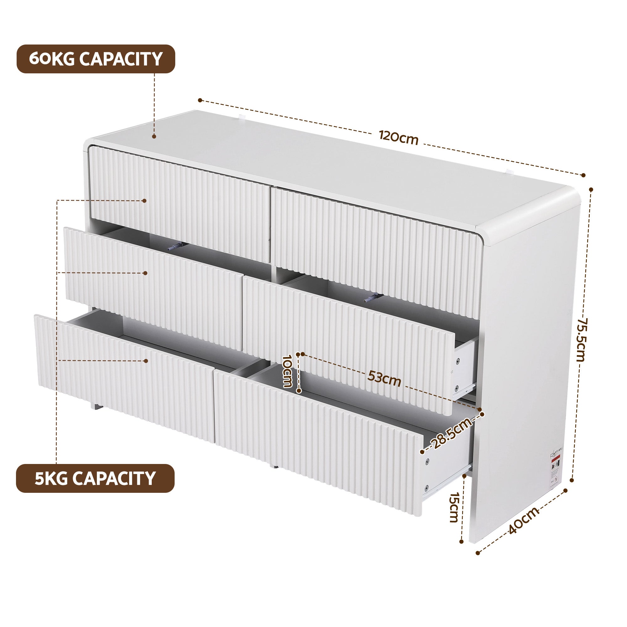 Dressers: Artiss 6 Chest of Drawers Dresser Cabinet White