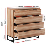Dressers: Artiss 4 Chest of Drawers Cabinet Dresser Table Tallboy Storage Bedroom Rust Oak