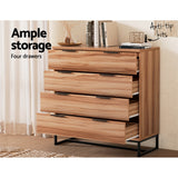 Dressers: Artiss 4 Chest of Drawers Cabinet Dresser Table Tallboy Storage Bedroom Rust Oak