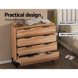 Dressers: Artiss 4 Chest of Drawers Cabinet Dresser Table Tallboy Storage Bedroom Rust Oak