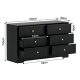 Dressers: Artiss 6 Chest of Drawers Tallboy Cabinet - LEIF Black
