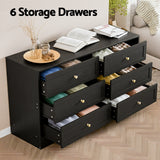 Dressers: Artiss 6 Chest of Drawers Tallboy Cabinet - LEIF Black