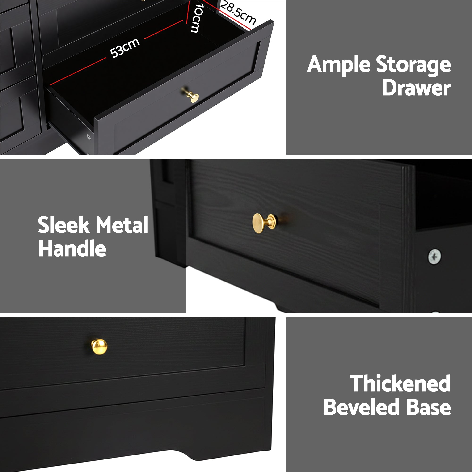 Dressers: Artiss 6 Chest of Drawers Tallboy Cabinet - LEIF Black