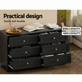 Dressers: Artiss 6 Chest of Drawers Tallboy Cabinet - LEIF Black