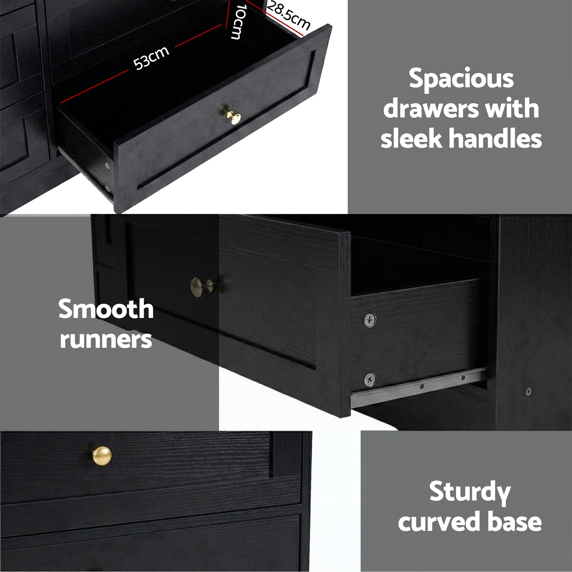 Dressers: Artiss 6 Chest of Drawers Tallboy Cabinet - LEIF Black