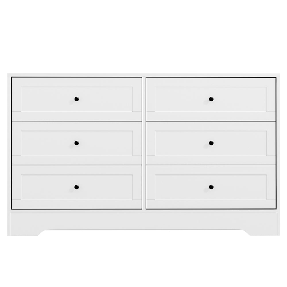 Dressers: Artiss 6 Chest of Drawers - LEIF White