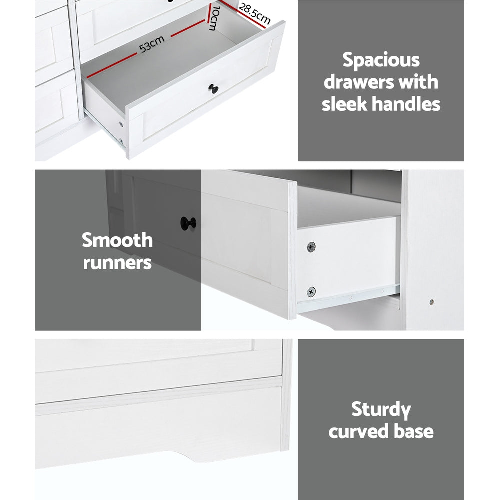 Dressers: Artiss 6 Chest of Drawers - LEIF White