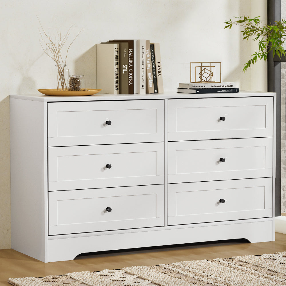 Dressers: Artiss 6 Chest of Drawers - LEIF White
