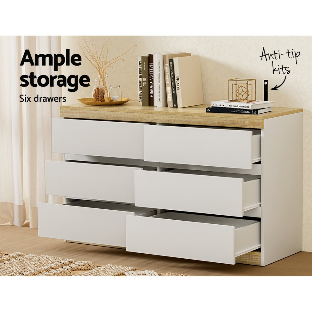 Dressers: Artiss 6 Chest of Drawers Cabinet Dresser Table Tallboy Storage Bedroom White