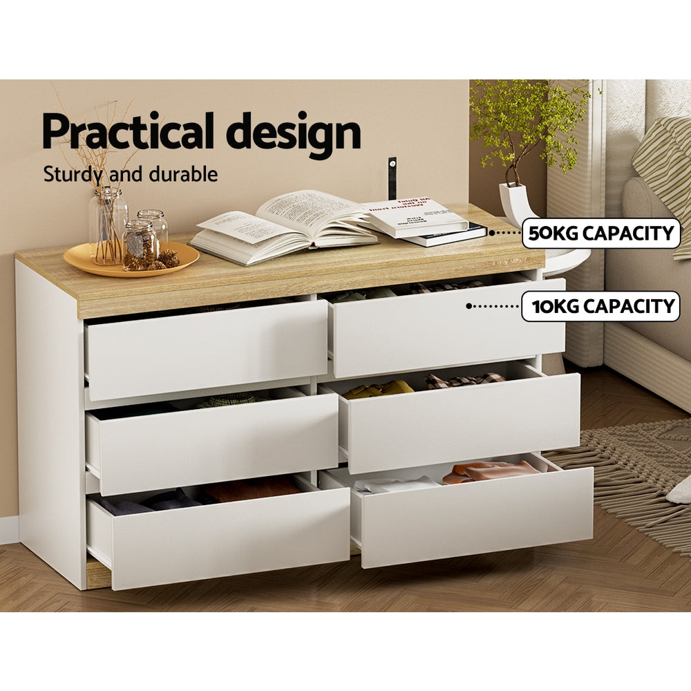 Dressers: Artiss 6 Chest of Drawers Cabinet Dresser Table Tallboy Storage Bedroom White