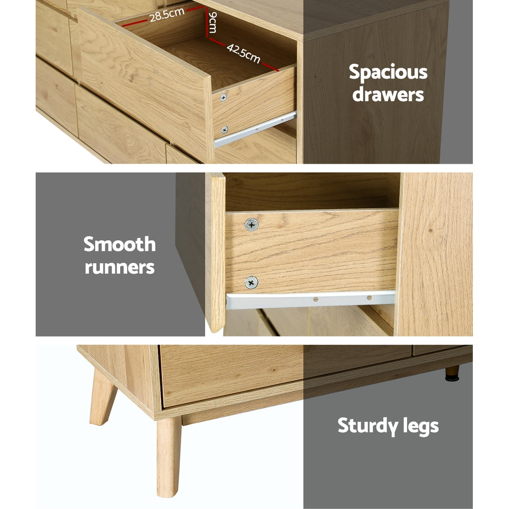 Dressers: Artiss 9 Chest of Drawers Tallboy Cabinet - XAVI Pine